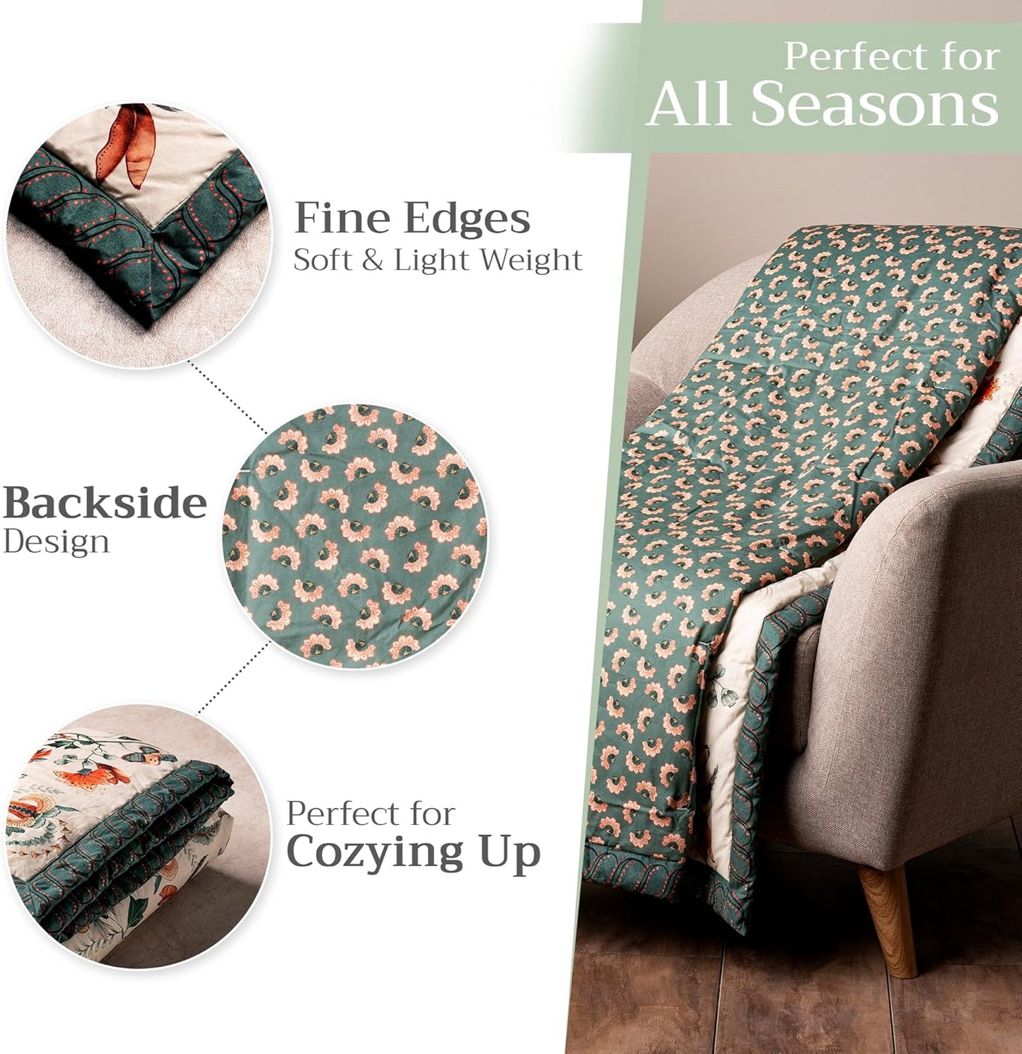 Maison d' Hermine Throw Blanket for Couch Lightweight Soft Warm Breathable Cotton Throw Blankets for Bed Girls Boys Women Men Gifts Sofa Travel Living Room Chair Bedding (50"x60", Dalida)