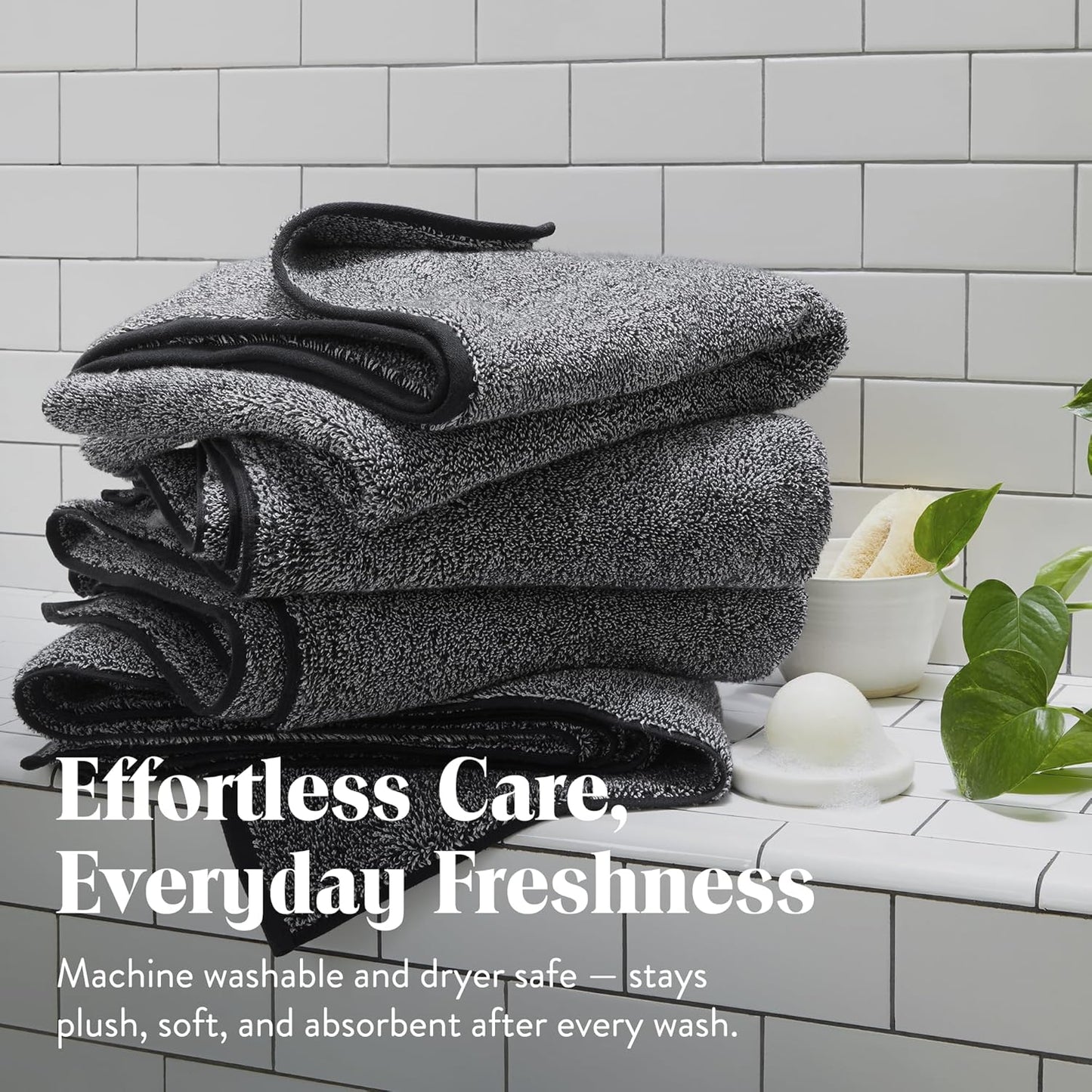 Brooklinen Super-Plush Turkish Cotton Washcloths Set of 2 Cotton, 820 GSM, Highly Absorbent, Machine Washable, Perfect for Home & Bathroom (13" x 13", Marled Black)