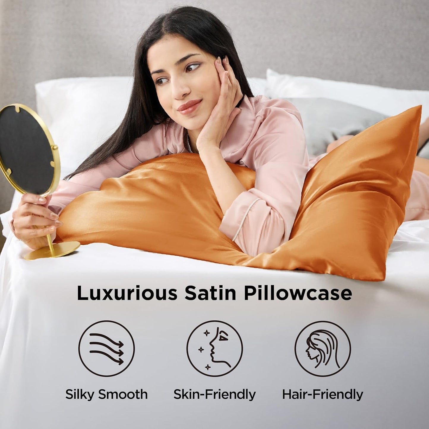 Bedsure Satin Pillowcase 2 Pack Similar to Silk Pillow Cases Standard Size, Pillow Case for Sleeping Women with Envelope Closure, Gifts for Women Men, Green, 20x26 Inches, 2pcs