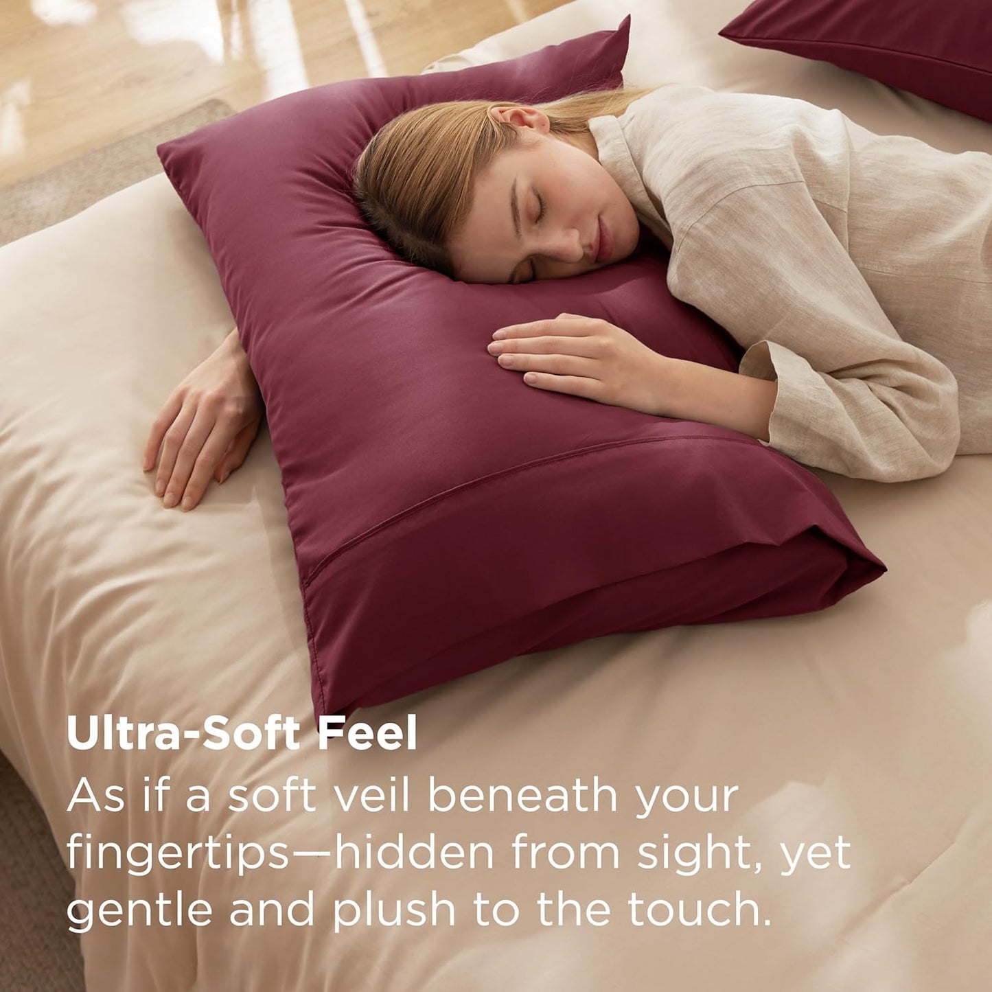 Bedsure King Size Pillow Cases Set of 2 - Burgundy Brushed Microfiber Pillowcases 2 Pack, Super Soft Pillow Case Cover with Envelope Closure, Wrinkle, Fade and Stain Resistant, 20x36 Inches