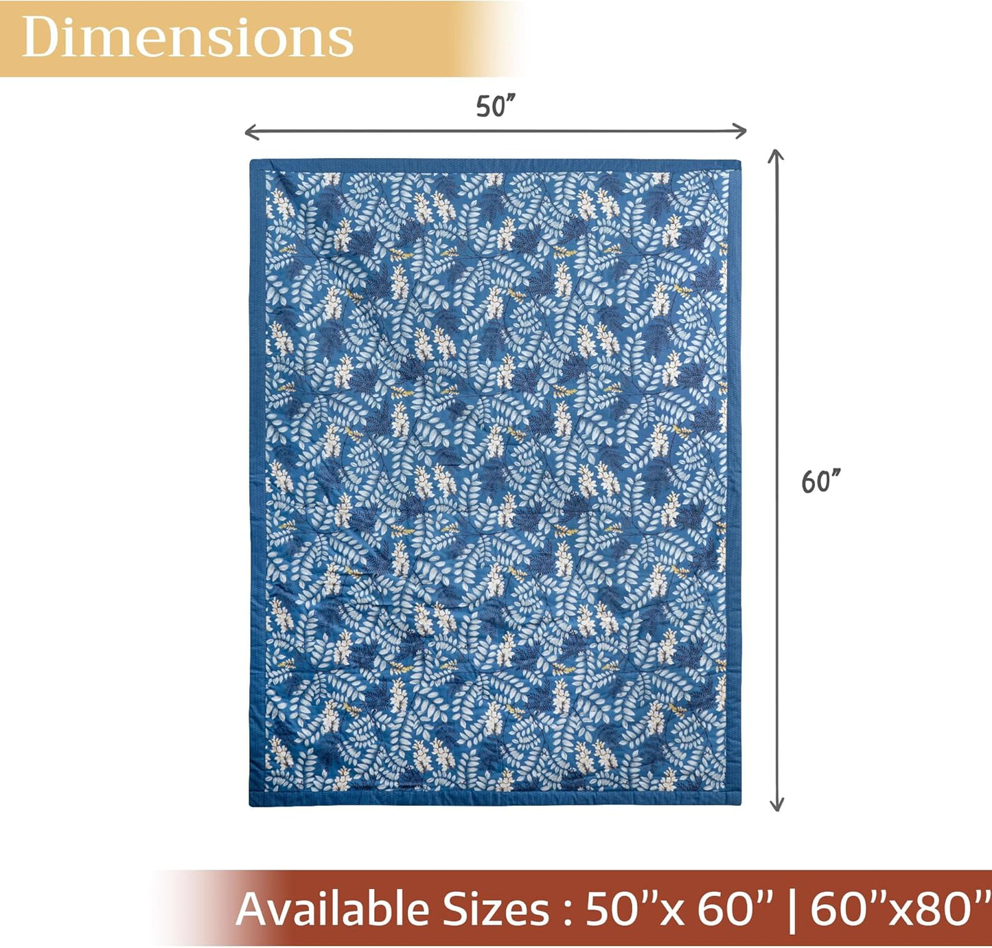Maison d' Hermine Throw Blanket for Couch Lightweight Soft Warm Breathable Cotton Throw Blankets for Bed Girls Boys Women Men Gifts Sofa Travel Living Room Chair Bedding (50"x60", Feuillage)