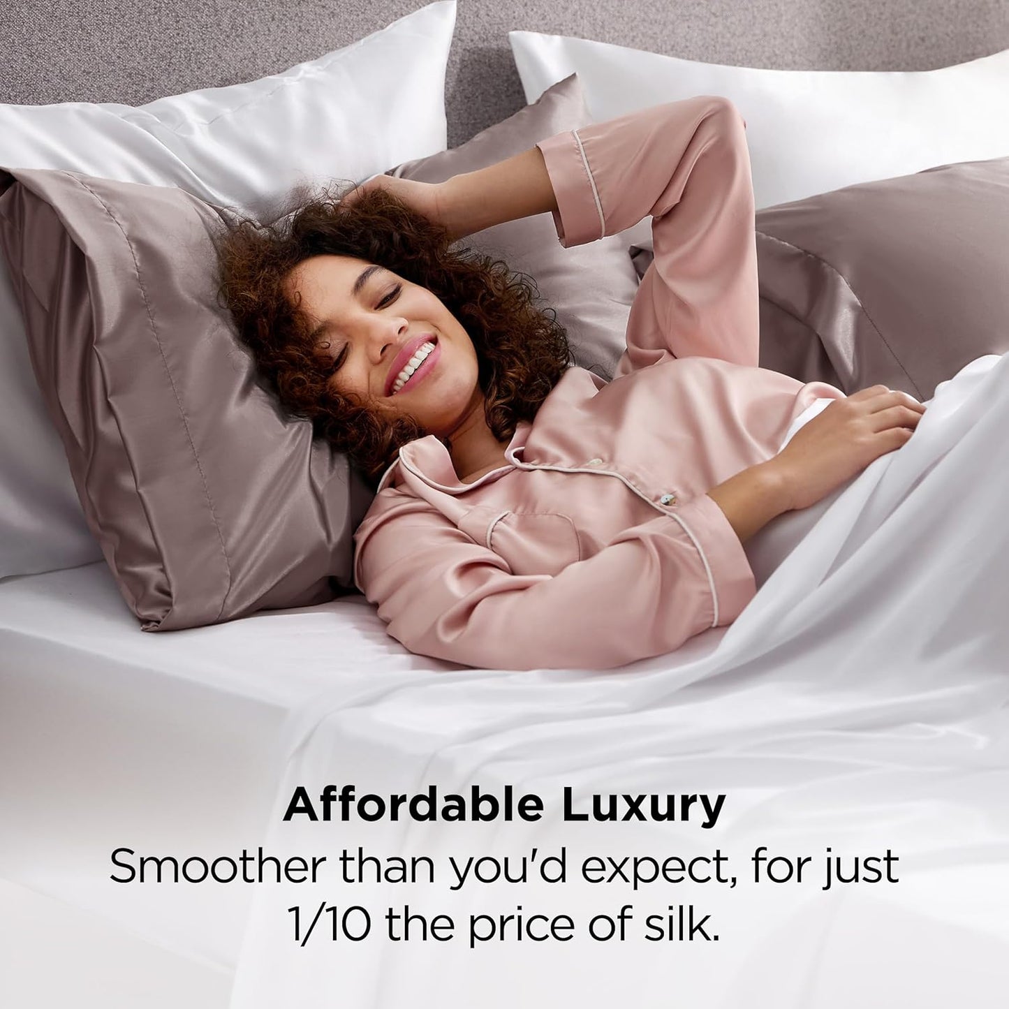 Bedsure King Size Satin Pillowcase Set of 2 - Dusty Rose Silky Pillow Cases for Hair and Skin with Envelope Closure, Similar to Silk Pillow Cases, Gifts for Women Men, 20x36 Inches, 2pcs