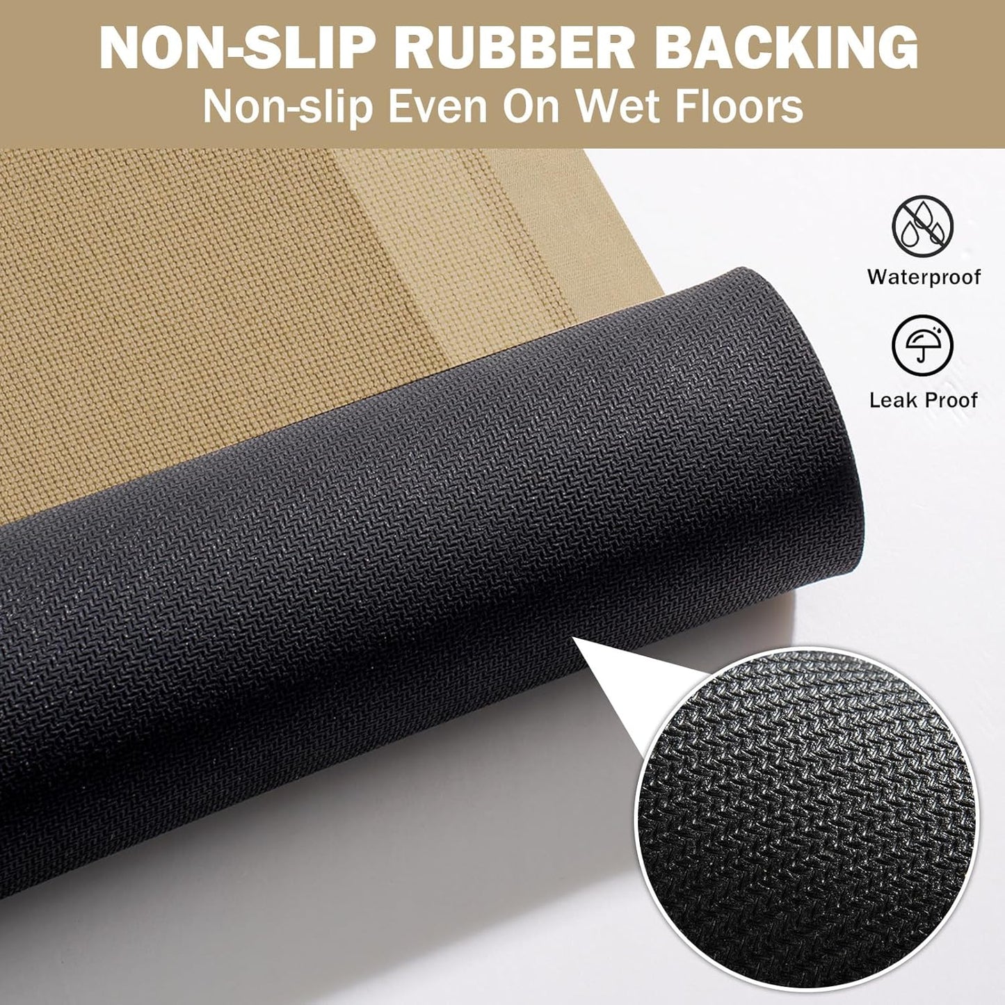 Extra Long Non Slip Bathroom Runner Bath Mat, Rubber Backing Ultra Thin Bath Rug Fit Under Door Quick Dry Super Absorbent Washable Shower Mat for Bathroom Floor Bathtub Sink, Brown 24"x70"