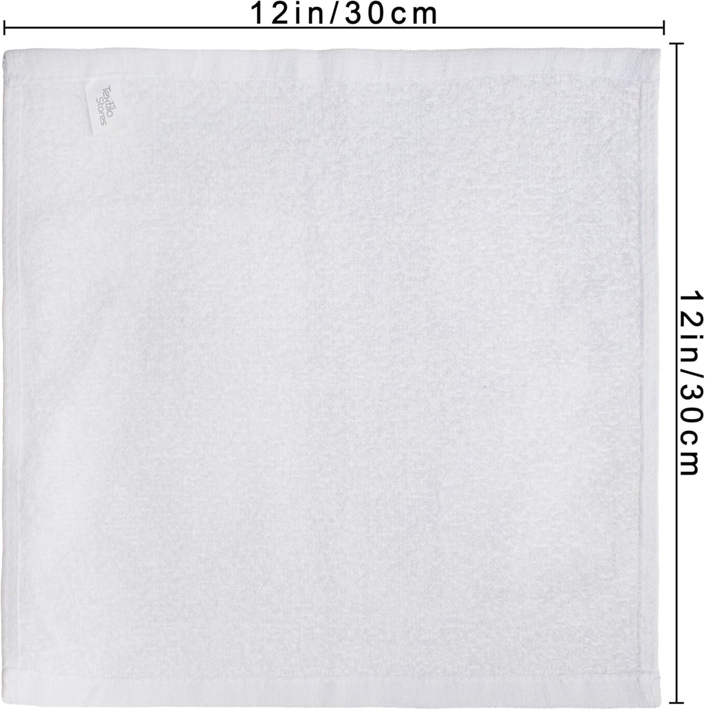 Basic Wash Cloths 12x12 Inches – Bulk Pack of 24 – White Color – Soft and Absorbent Multipurpose Cotton Washcloths for Bathroom, Spa, Gym, Salon, Hotel, and Everyday Use