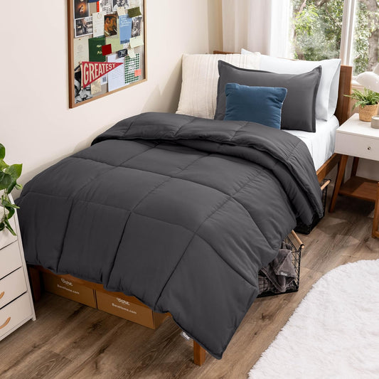 Bare Home Comforter Set - Twin/Twin Extra Long Size - Ultra-Soft - Goose Down Alternative - Premium 1800 Series - All Season Warmth (Twin/Twin XL, Forged Iron Grey)