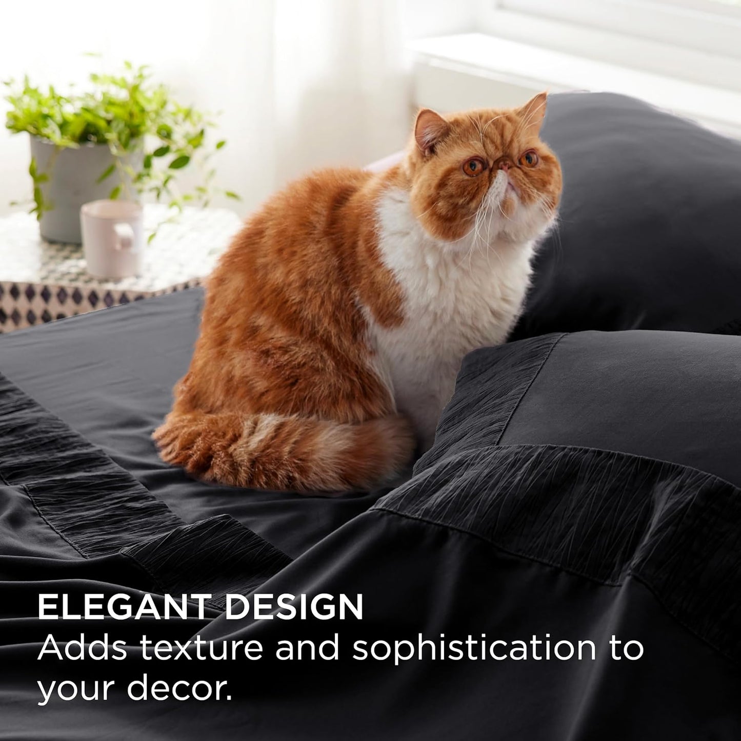 Bedsure King Size Sheets Set - 4 Pieces Soft King Sheets - Breathable & Cooling - Hotel Luxury - Easy Care Polyester Microfiber Bedding for Women, Men, Black