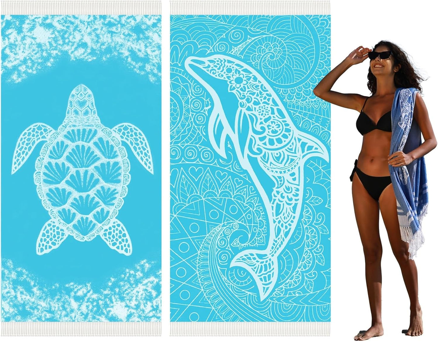 2 Pack Turkish Beach Towel Quick Dry Absorbent Cotton Lightweight Thin Bathroom Bath Pool Swim Towels Extra Large Oversized Sand Free Towel Beach Accessories Essentials Stuff Cloud Adults Gift