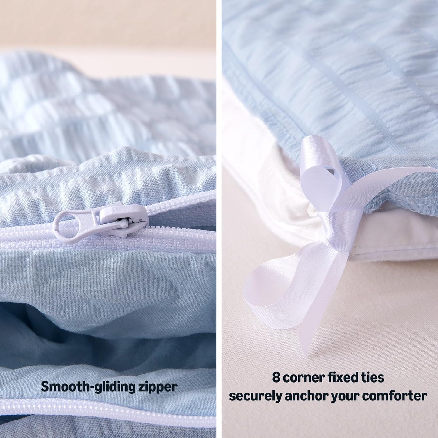 Amazon Basics Jacquard Geometric Microfiber 2-Piece Duvet Cover Set, Includes 1 Duvet Cover and 1 Pillow Sham, Twin, Blue Striped