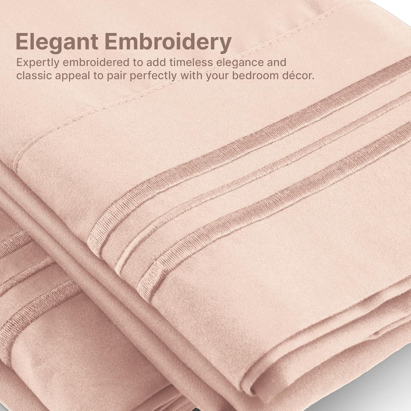 Queen Size 4 Piece Sheet Set - Extra Soft, Breathable & Cooling Sheets - Hotel Luxury Durable Bed Sheets for Women & Men - Deep Pockets, Easy-Fit & Wrinkle-Free Sheets - Cream Pink Oeko-Tex Bed Sheets