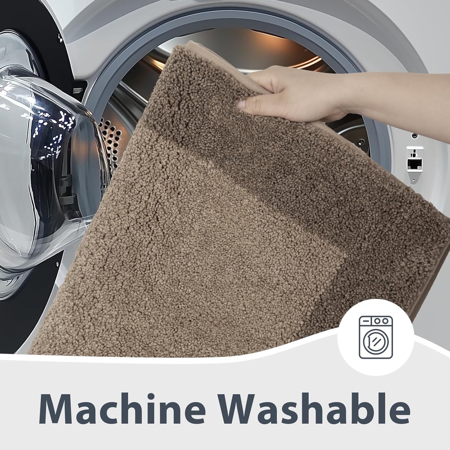 Bathroom Rugs 30" x 46", Non-Slip Extra Soft Absorbent Bath Rugs, Machine Washable Quick Dry Bath Mats for Bathroom Floor, Shower, Bathtub and Sink, Grayish Brown & Coffee