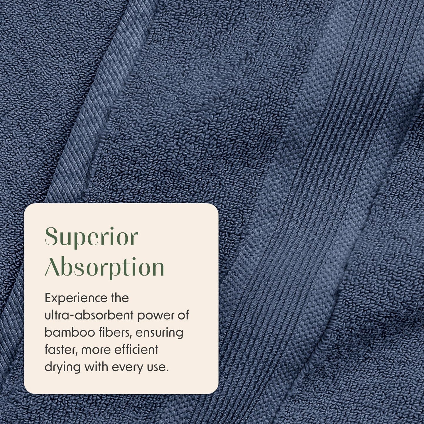 Springtree Home Luxury Viscose from Bamboo Bath Towel Set 6 Piece Set | 35% Viscose from Bamboo - 65% Cotton | Absorbent Quick-Dry Towels for Bathroom | Oeko-TEX Standard 100 Cotton | French Blue