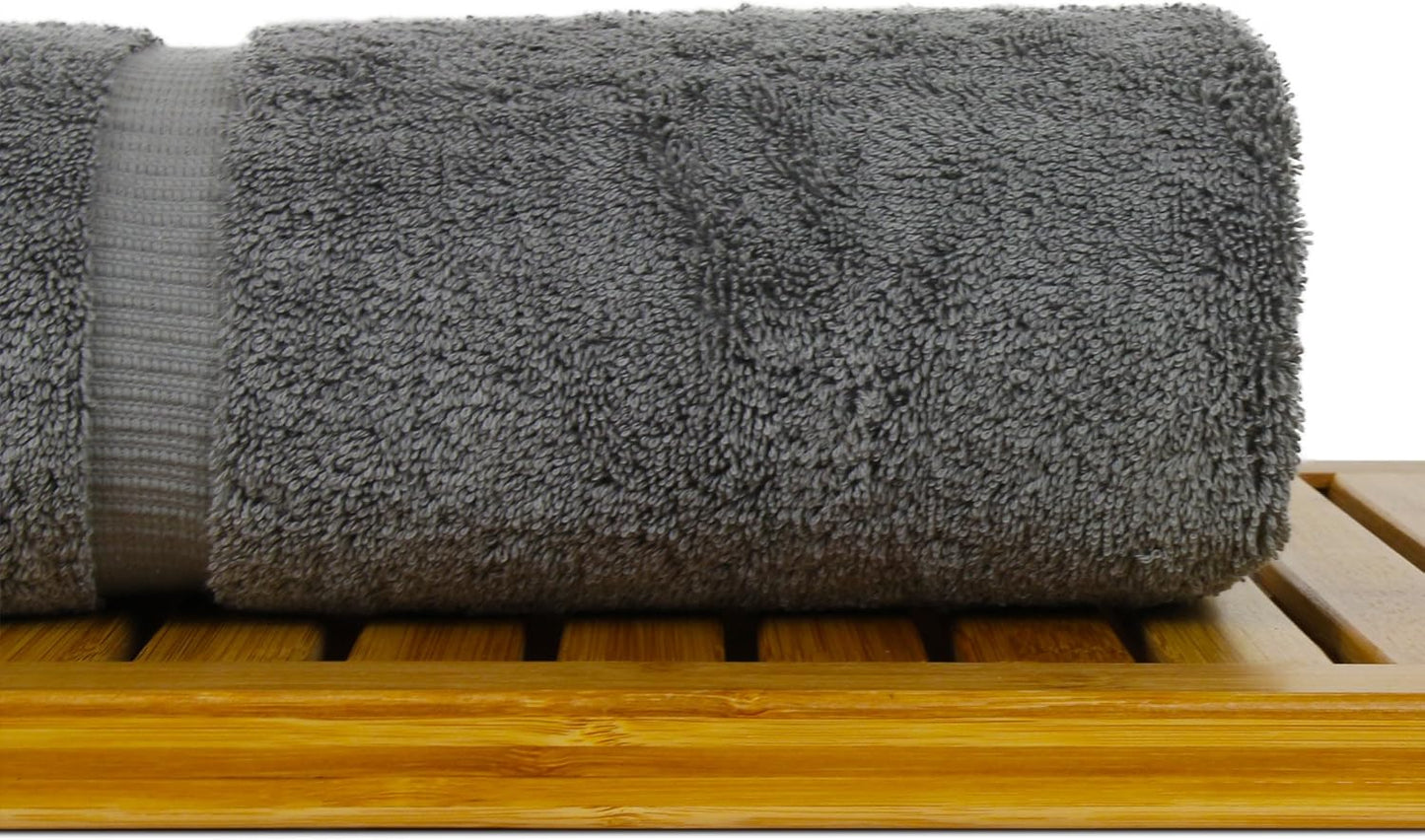 Luxury Hotel & Spa Towel Turkish Cotton Bath Towels - Grey - Honeycomb - Set of 4