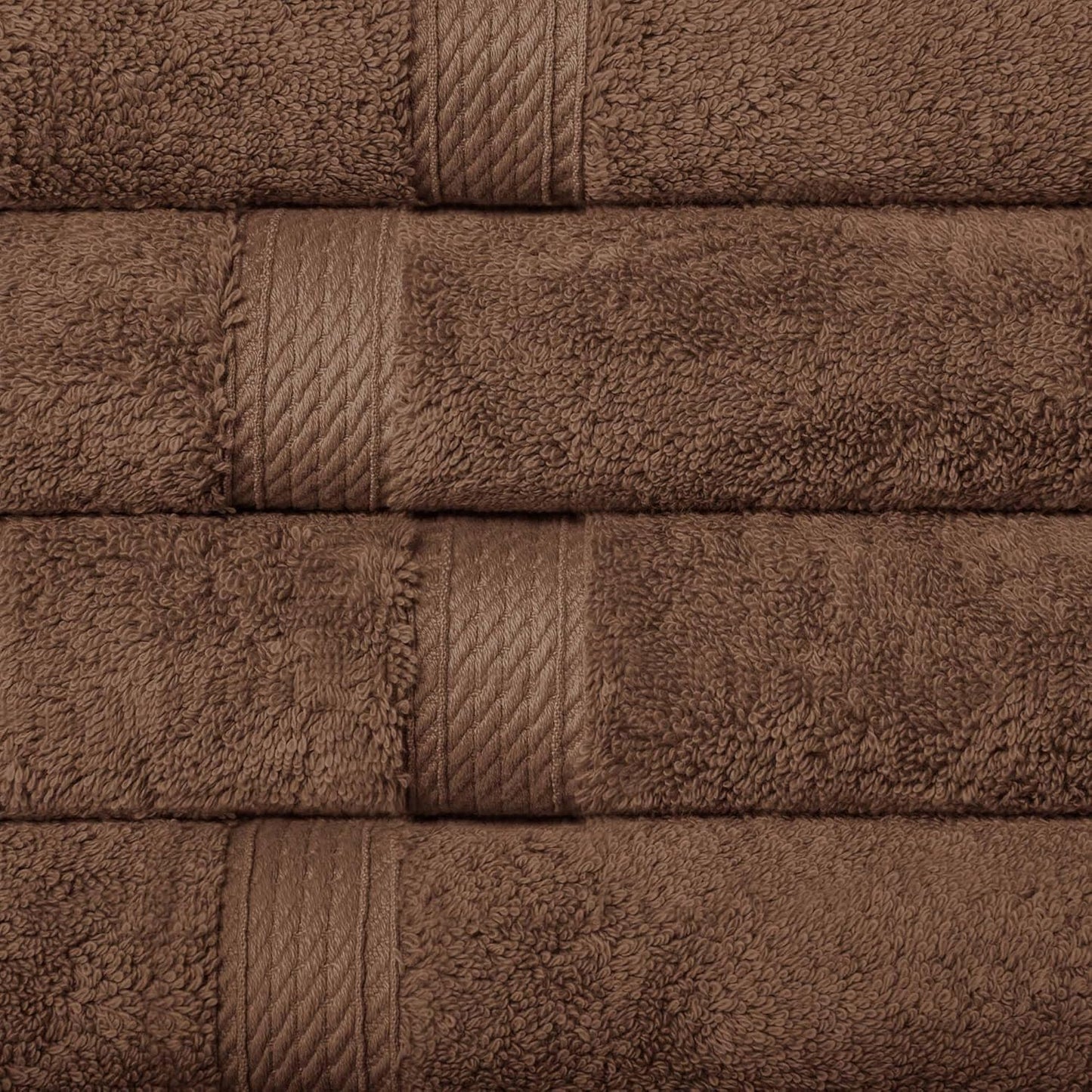 Superior Egyptian Cotton Pile Hand Towel Set of 4, Ultra Soft Luxury Towels, Thick Plush Essentials, Absorbent Heavyweight, Guest Bath, Hotel, Spa, Home Bathroom, Shower Basics, Chocolate