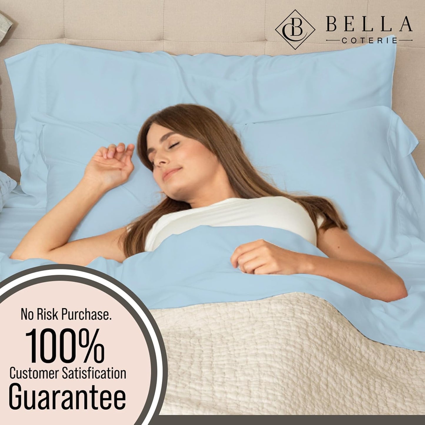 Bella Coterie Luxury Bamboo Viscose Twin Size Sheet Set | 100% Organically Grown | Ultra Soft | Cooling for Hot Sleepers | 18" Deep Pocket [Coastal Blue]