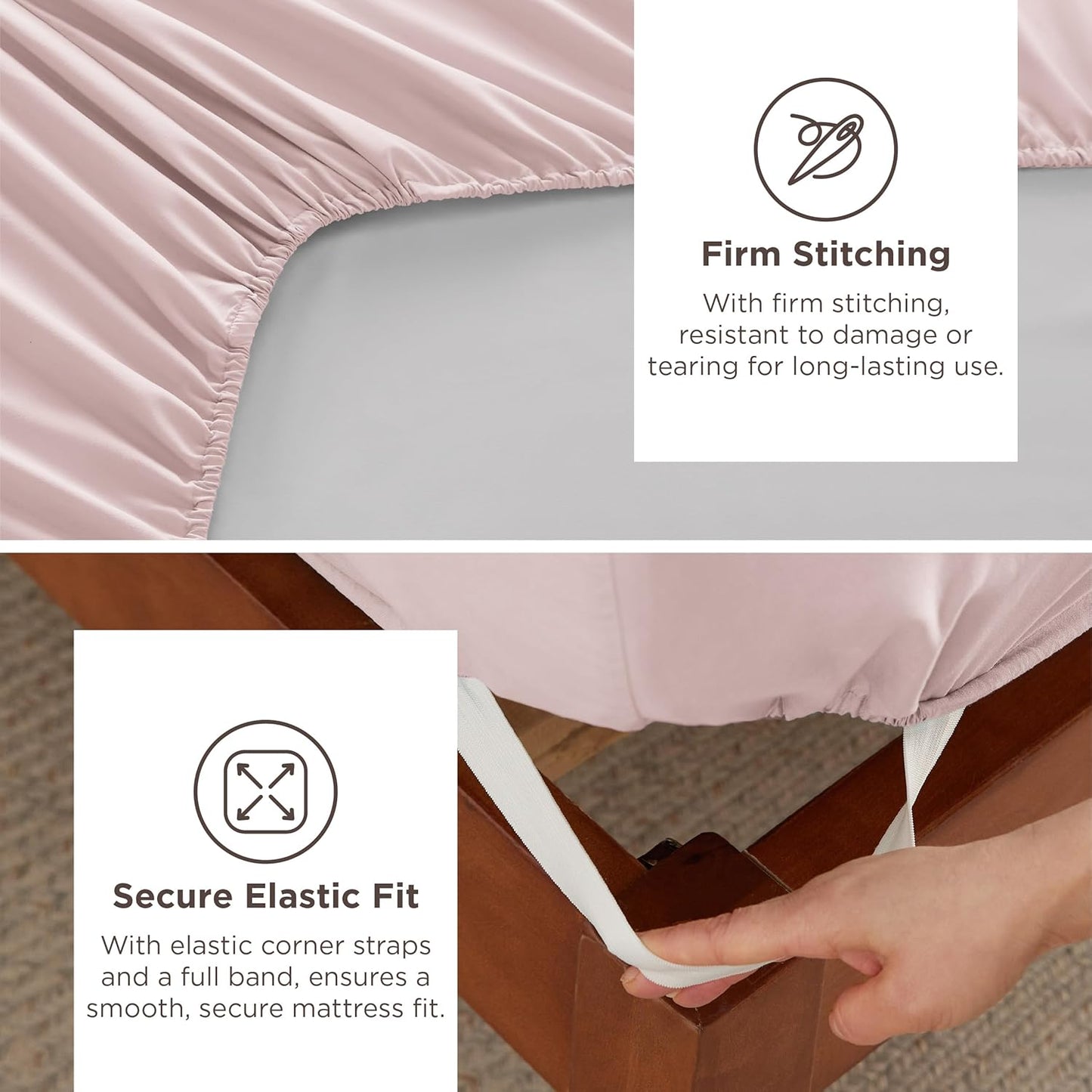 Bedsure Deep Pocket King Sheet Set - Fits Mattresses Up to 21 Inches Thick - 4 Piece GentleSoft Bed Sheets, Moisture Wicking, Soft & Cooling Bedsheet & Pillowcases, Easy & Secure Fit, Blush Pink
