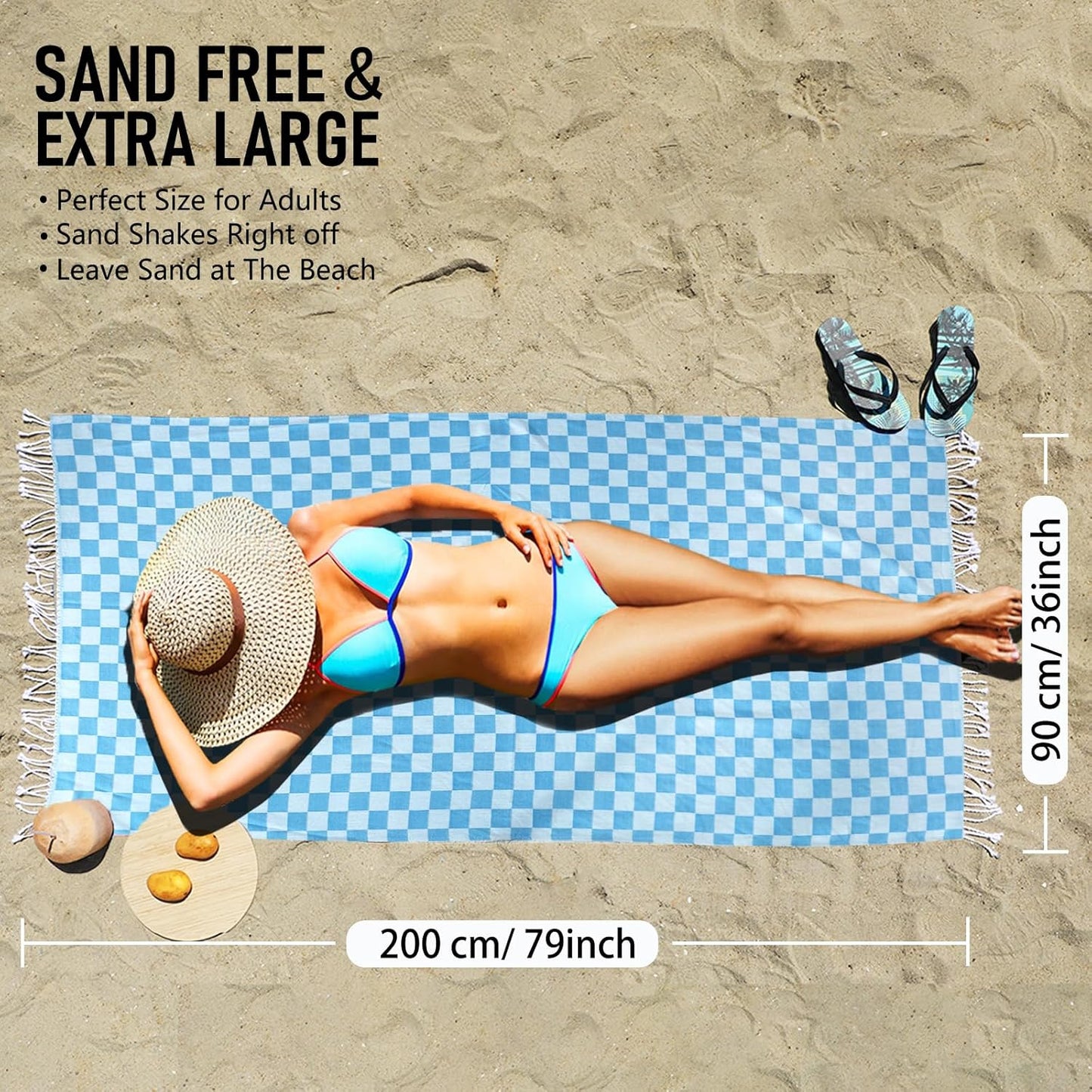 4 Pack Cotton Turkish Beach Towel Lightweight Thin Travel Vacation Essentials Oversized XL Towels Set for Pool Swim Bath Camping Cruise Accessories Absorbent Quick Dry Sand Free Bulk clearance Blanket