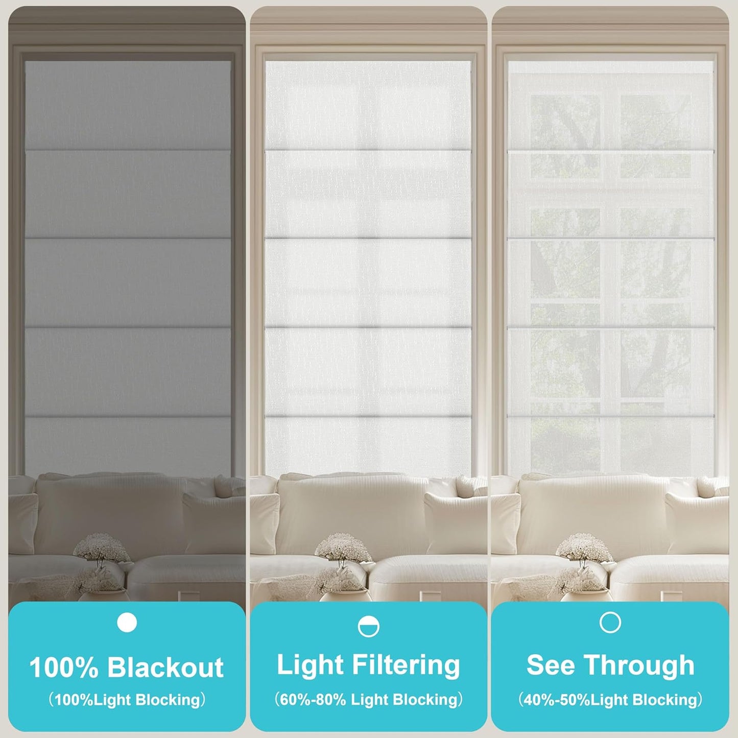 BERISSA Blackout Roman Shades for Windows Cordless,Pull Down Linen Fabric Roman Blinds,Thermal Insulated Window Shades for Door Windows,Bedroom,Office,Easy to Install,Green,Custom Size