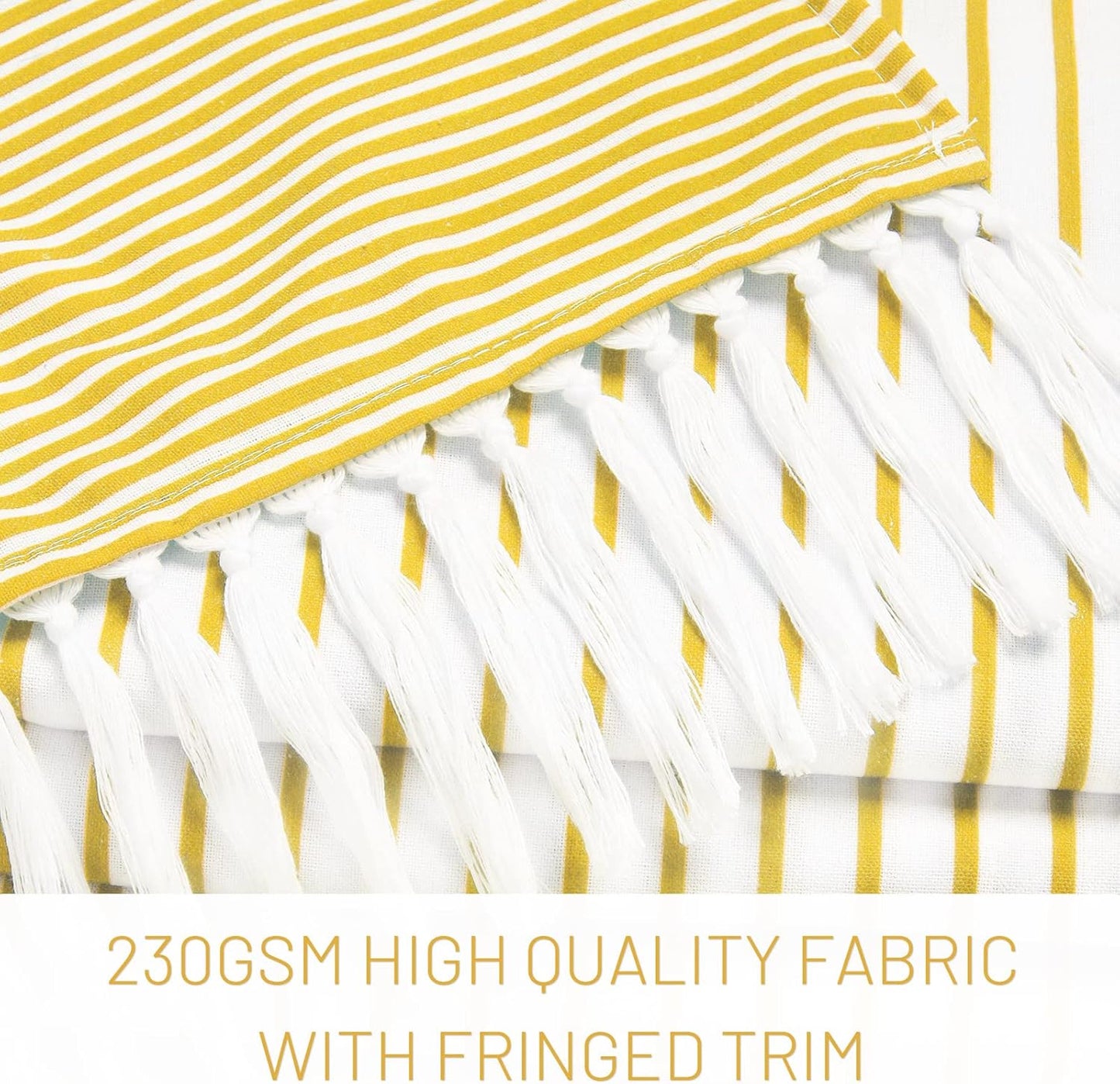 Awellife Boho Yellow Shower Curtain for Bathroom Farmhouse Cotton Stripe Tassel Shower Curtain Natural Texture 96" L x 72" W