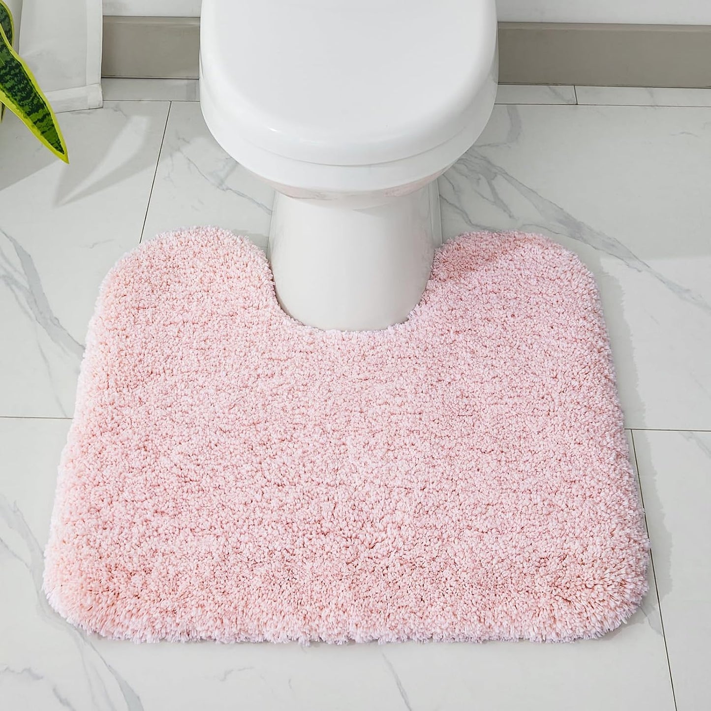 Toilet Rug 22x24 Pink Non Slip Fluffy Toilet Floor Mat U Shaped Washable Bathroom Contour Rug for Toilet Absorbent Thick Toilet Carpet