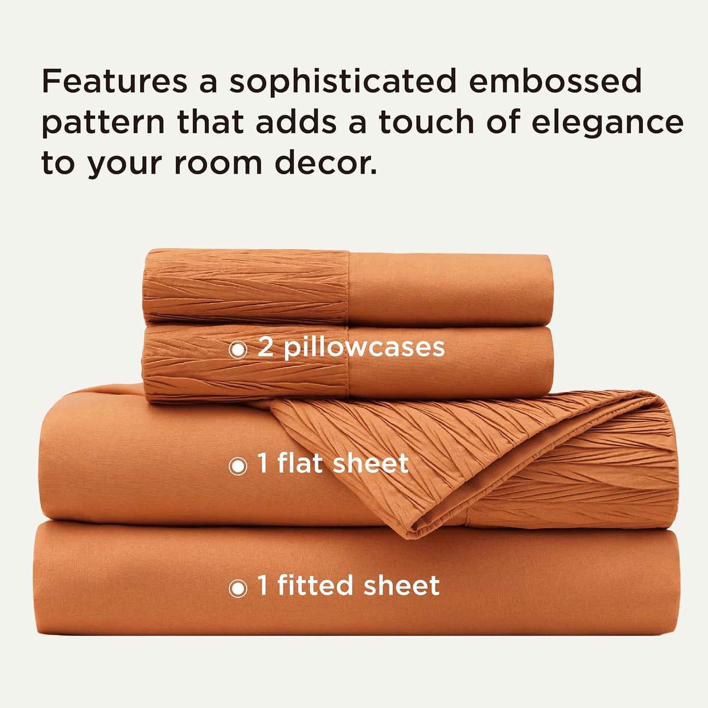 Bedsure Queen Sheet Set - 4 Pieces Soft Queen Size Sheets - Breathable & Cooling - Hotel Luxury - Easy Care Polyester Microfiber Bedding for Women, Men, Dusty Orange