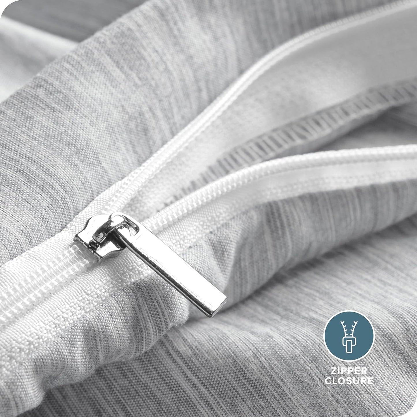 Bare Home Bedding Duvet Cover Full Size - Premium 1800 Super Soft Collection - Lightweight, Duvet Cover - Soft Textured Bedding (Full, Heathered Pewter)