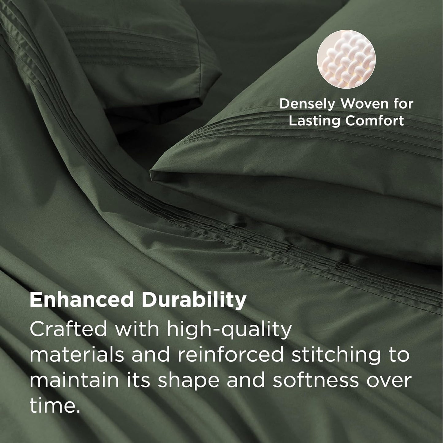 Bedsure Deep Pocket King Sheet Set - Fits Mattresses Up to 21 Inches Thick - 4 Piece GentleSoft Bed Sheets, Moisture Wicking, Soft & Cooling Bedsheet & Pillowcases, Easy & Secure Fit, Olive Green