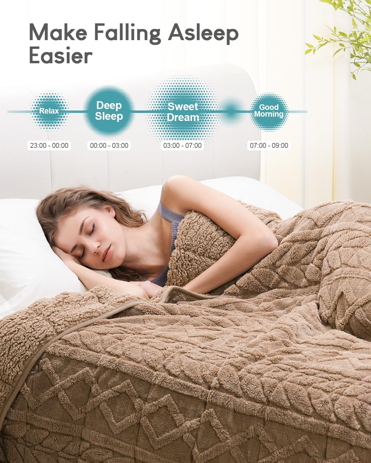 Cottonblue Weighted Blanket 17lbs for Relax and Calm - Plush Cozy Fleece Sherpa Weighted Blankets for Restful Nights, Luxurious Jacquard Decor Blanket Queen Size for bed sofa couch, 60x80 Inches, Grey