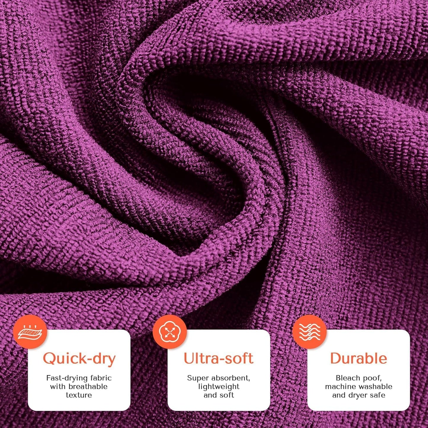 TASALON Microfiber Hair Towel for Salon - 10 Pack - 29 x 16 Inches, Quick Dry and Ultra-Soft Facial Towels with Soft Absorbant (Purple)