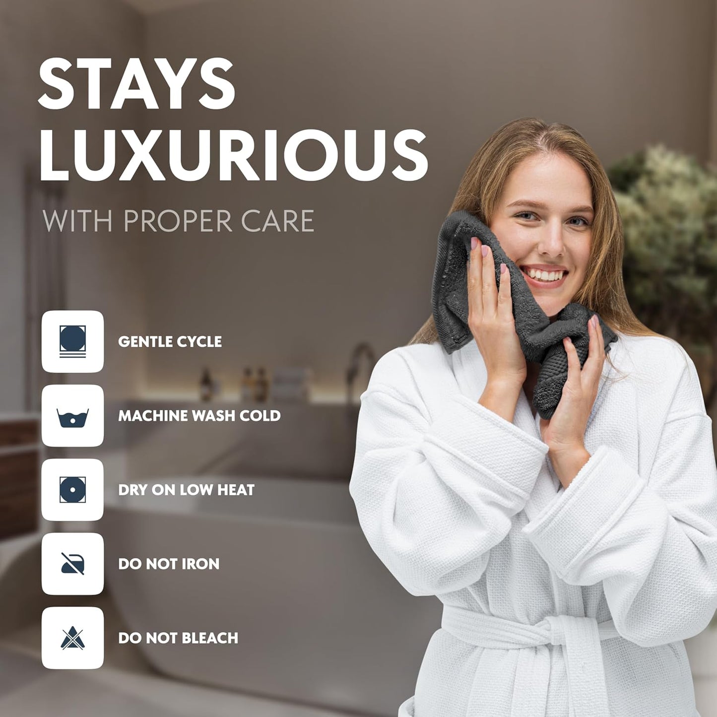 White Classic Luxury Cotton Washcloths 13x13 Inch - 650 GSM Turkish Cotton | Hotel, Spa, Bathroom Face Towel | 12 Pack, Dark Gray