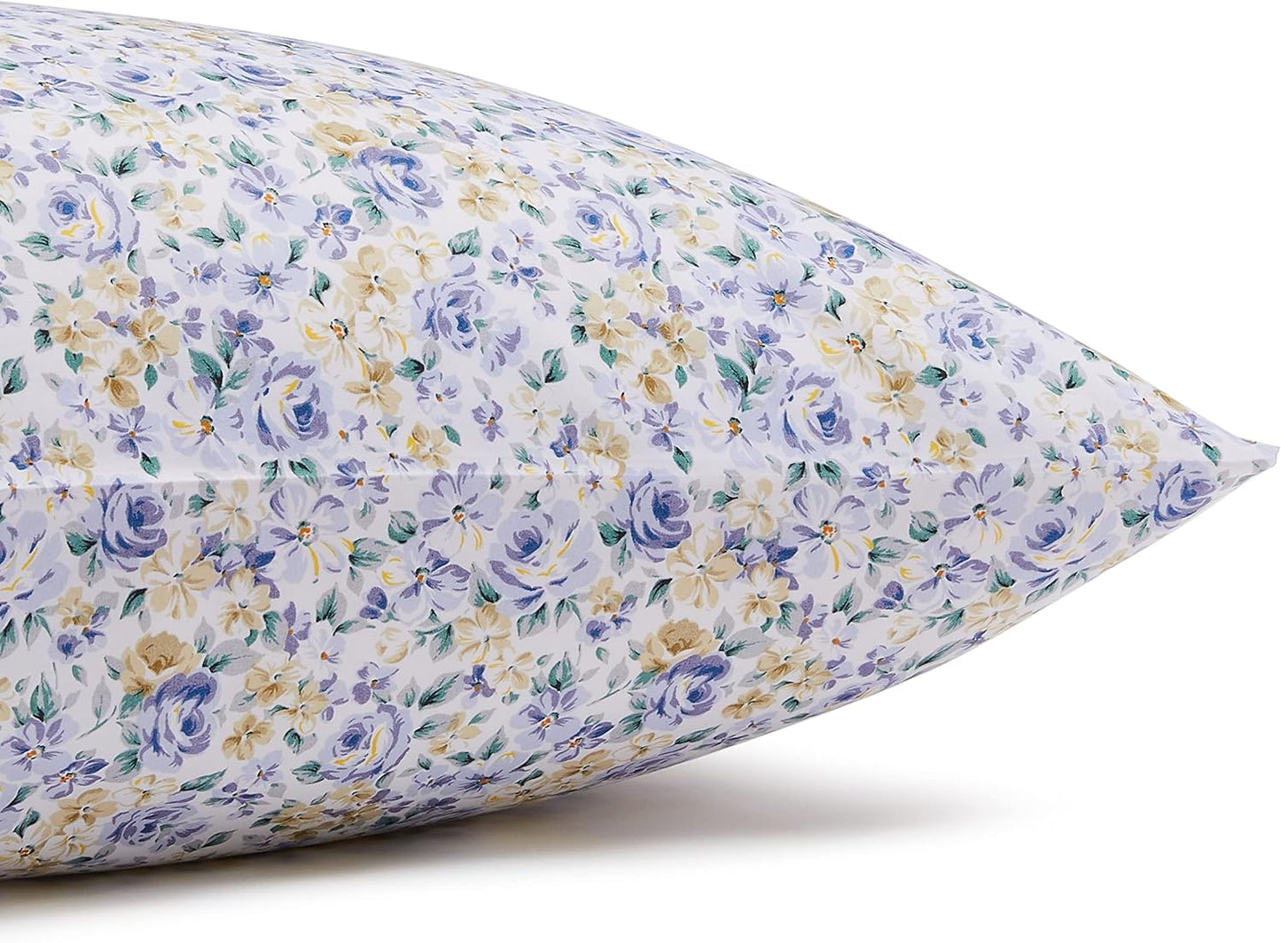 Amazon Basics Lightweight Super Soft Easy Care Microfiber 4 Piece Bed Sheet Set With 14-inch Deep Pockets, Queen, Blue Floral,Printed