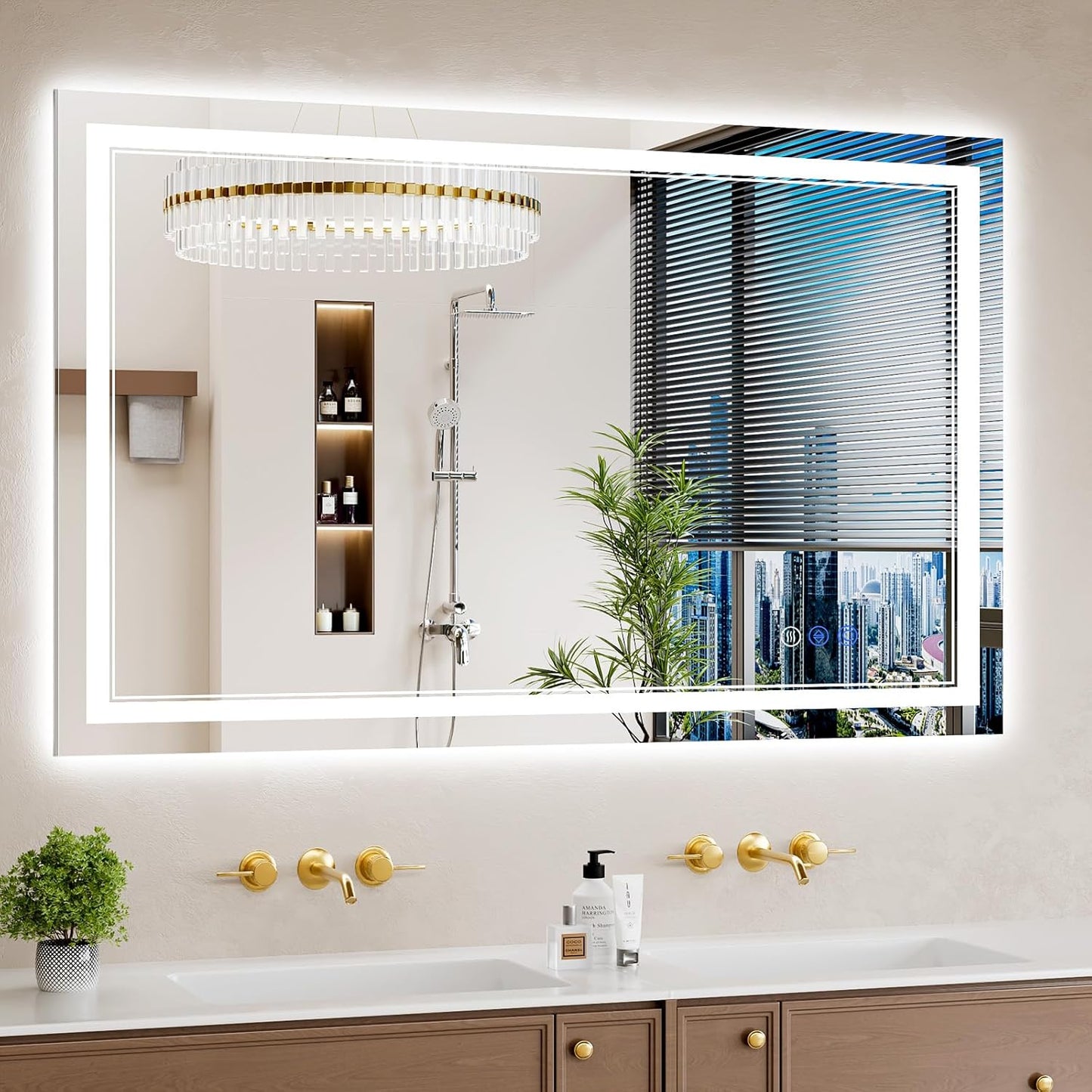 30"x48" LED Bathroom Mirror with Lights, Anti-Fog, Backlit + Front Lit, Dimmable, Led Vanity Mirror for Wall, Lighted Bathroom Mirror, 3 Colors, Shatter-Proof Tempered Glass