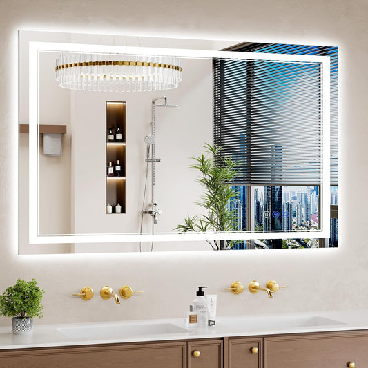 30"x48" LED Bathroom Mirror with Lights, Anti-Fog, Backlit + Front Lit, Dimmable, Led Vanity Mirror for Wall, Lighted Bathroom Mirror, 3 Colors, Shatter-Proof Tempered Glass
