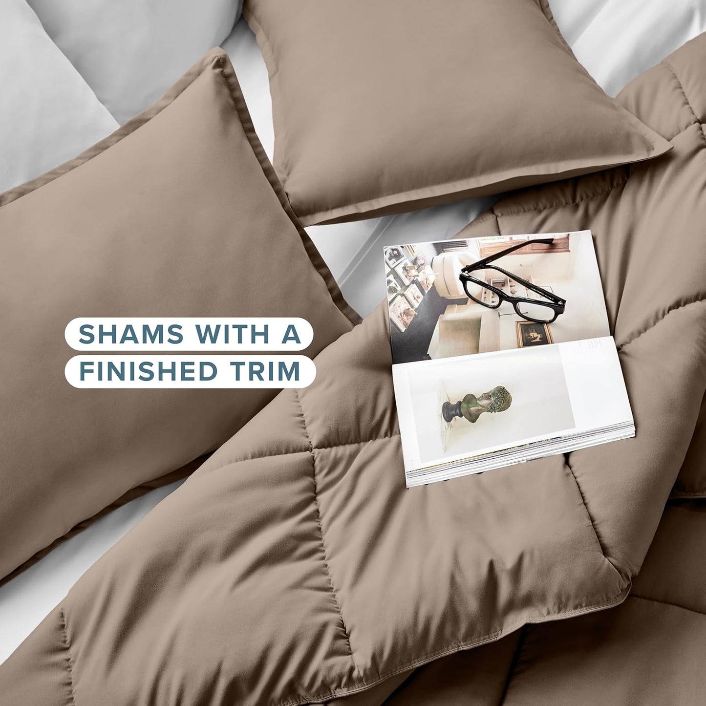 Bare Home Comforter Set - Twin/Twin Extra Long Size - Ultra-Soft - Goose Down Alternative - Premium 1800 Series - All Season Warmth (Twin/Twin XL, Taupe)