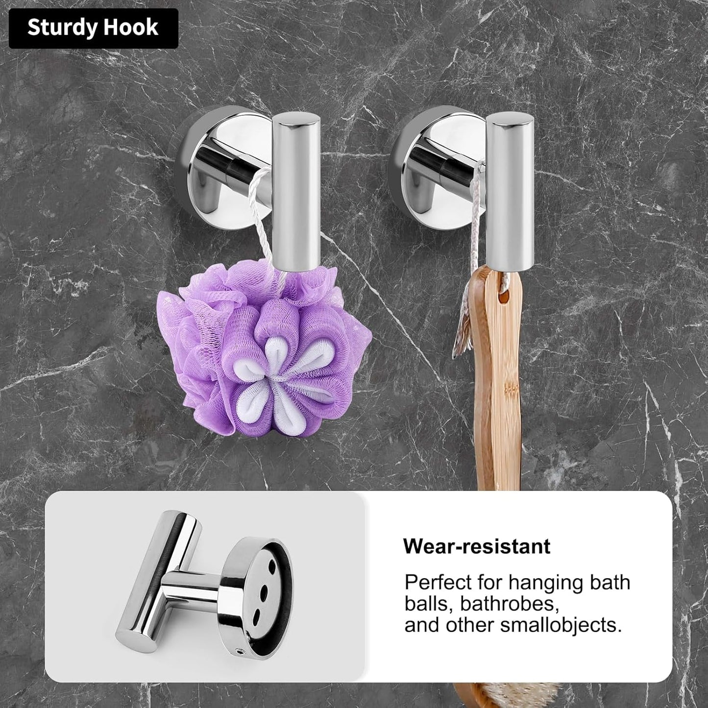 4-Piece Polished Chrome Bathroom Hardware Set - Toilet Paper Holder and Hand Towel Holder, Towel Ring Wall Mounted, Stainless Steel Accessories Set - Silver