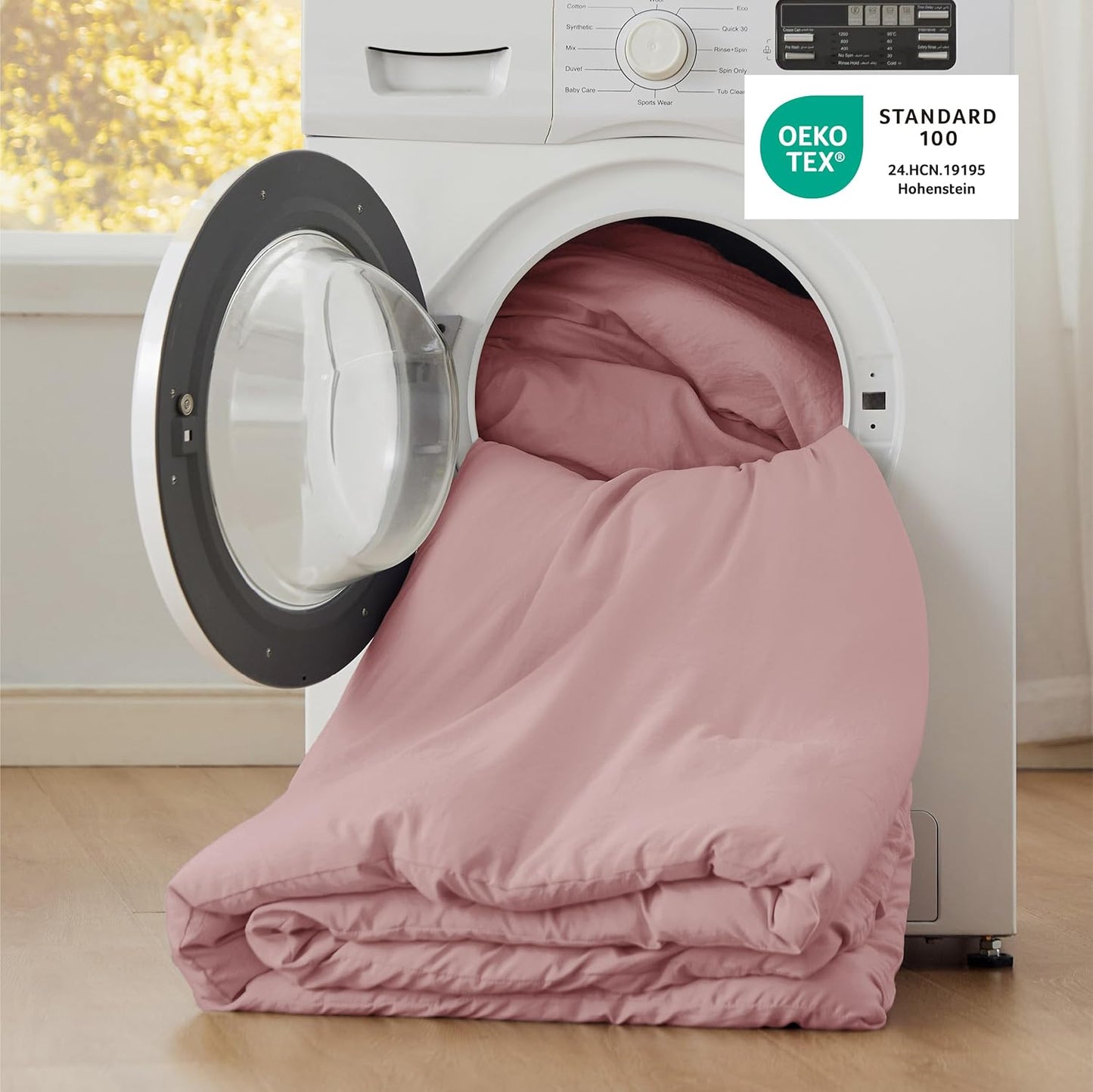 Bedsure King Size Comforter Set, Pink Soft Prewashed Bedding for All Seasons, 3 Pieces GentleSoft™ Warm Down Alternative Bed Set, 1 Lightweight Comforter (104"x90") and 2 Pillowcases (20"x36")