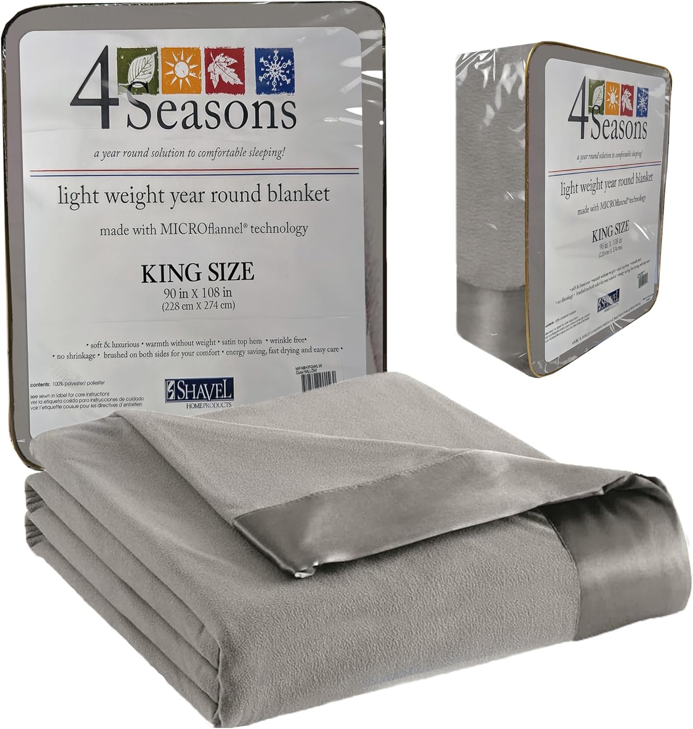 Thermee Micro Flannel King Size Blankets, Lightweight All Seasons Cozy Blanket, Throw Blankets for Home and Living Room, Comfy & Soft Blanket for Couch, Machine Wash, No Pilling - Slate Grey