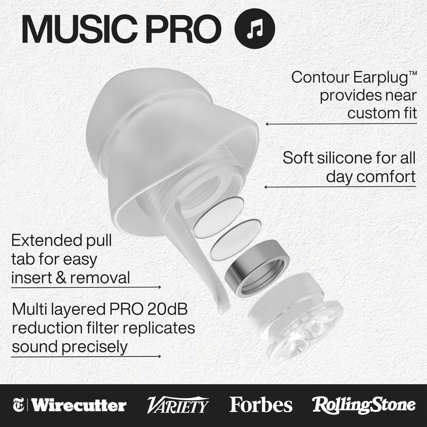 EARPEACE Music PRO - Concert Ear Plugs - Earplugs for Noise Reduction up to 20dB - High Fidelity Ear Plugs for Concerts, Musicians and Live Events - Reusable Earplugs - Includes Filter Set and Case