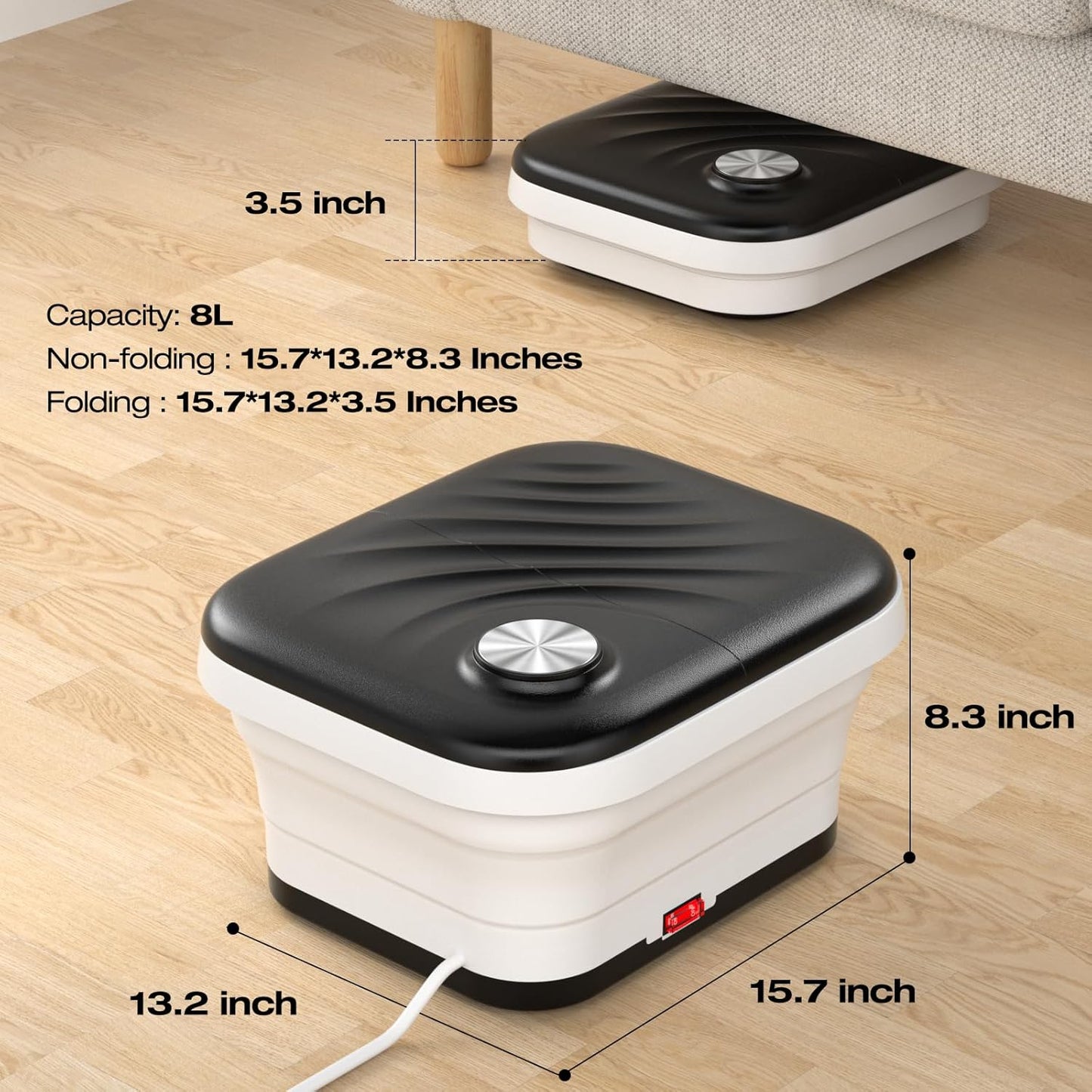 Collapasible Foot Spa Bath Massager with Heat, Pedicure Foot Spa with Bubbles, Temperature Control, Foot Soaking Tub for Home, Office, Foot Soaker Gift for Men and Women
