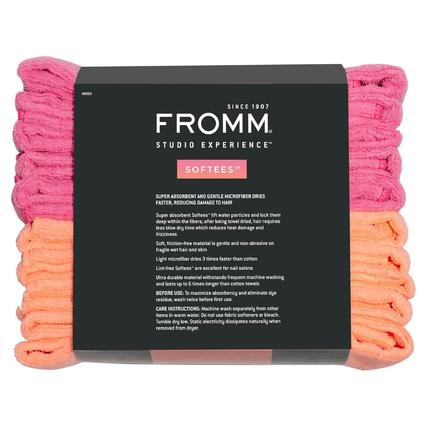Fromm Softees Microfiber Salon Hair Towels for Hairstylists, Barbers, Spa, Gym in Hot Pink/Orange, 16" by 29", 10 Count Perfect Hair Care Towel for Drying Curly, Long, Wavy Hair