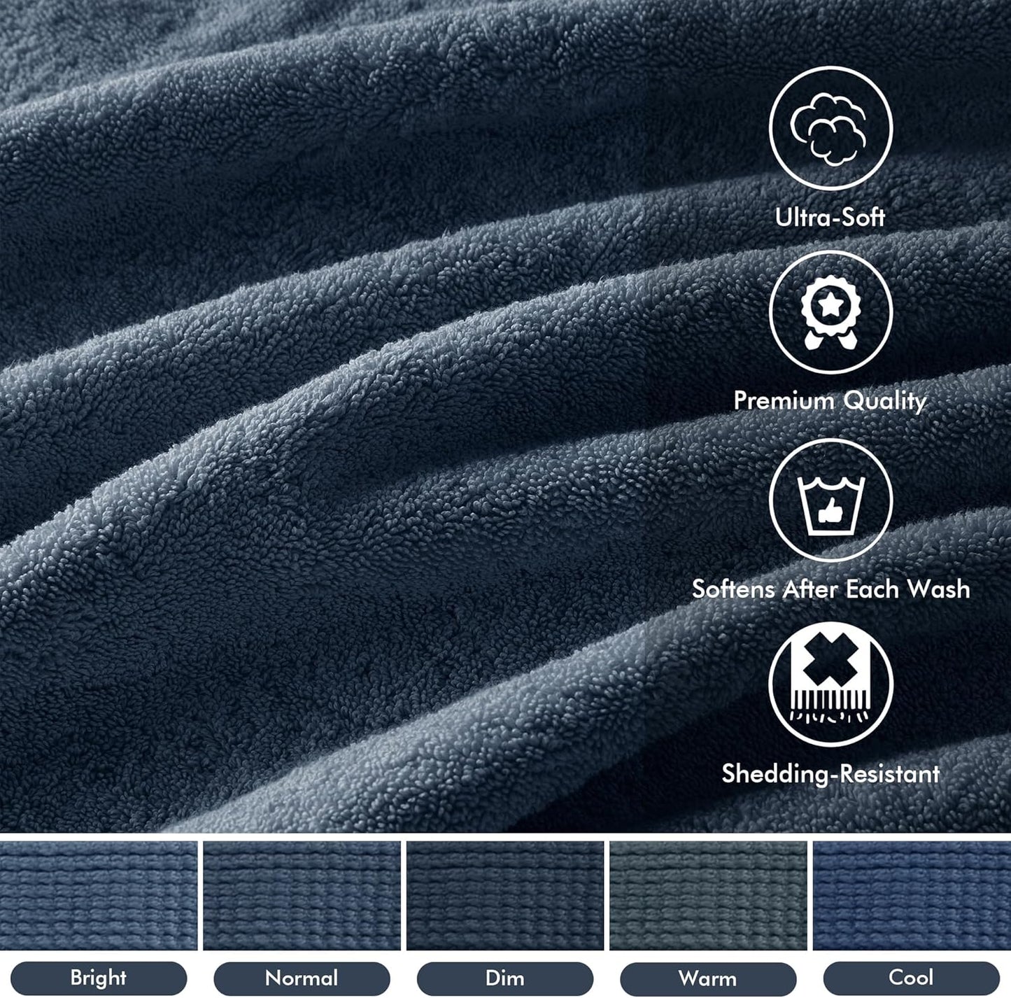 Madison Park 800GSM Bathroom Towel Set of 8 100% Cotton Bath Towel Set for Bathroom Luxurious Highly Absorbent 2 Bath Towels 2 Hand Towels 4 Washcloths Quick Dry Spa Quality Slate Blue