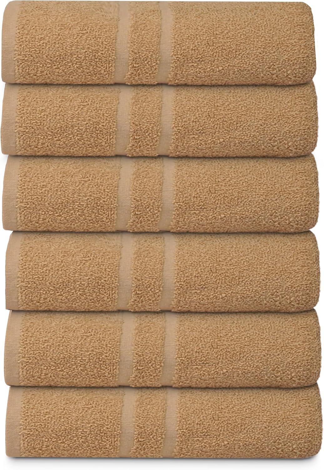 Basic Medium Bath Towels 24x48 Inches – Pack of 6 – Beige Color – Soft and Absorbent Multipurpose Cotton Towels for Bathroom, Spa, Gym, Salon, Hotel, Clinics and Everyday Use
