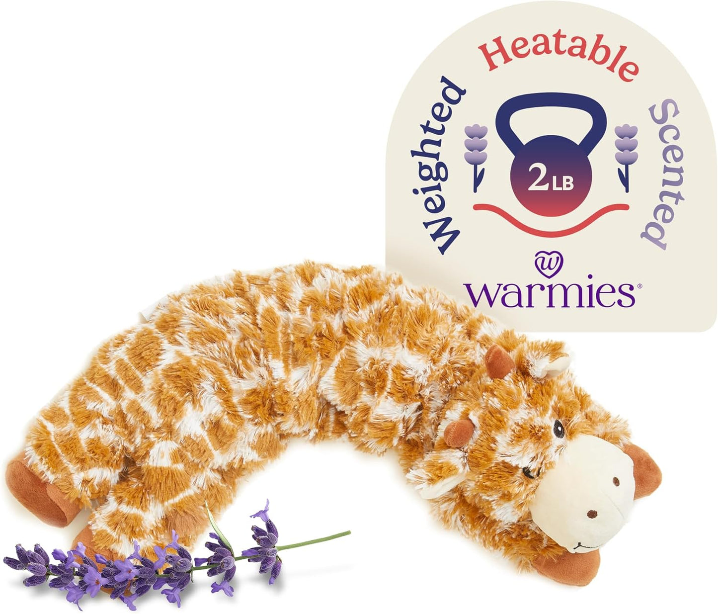 warmies Microwavable Neck & Shoulder Wrap - Heating & Cooling Plush Pad for Calming Relaxation - Weighted & Heated Neck Warmer with Scented Lavender - Microwave Heat Pad for Aches & Pain – Giraffe