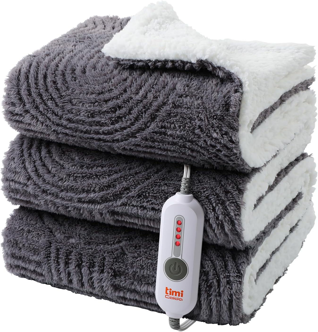 Heated Blanket Full Size - 72"x84" Cozy Soft Jacquard Heating Blanket with 4 Heat Levels & 10 Hours Auto-Off, Jacquard Fleece, Overheating Protection, Warm Gifts, Grey