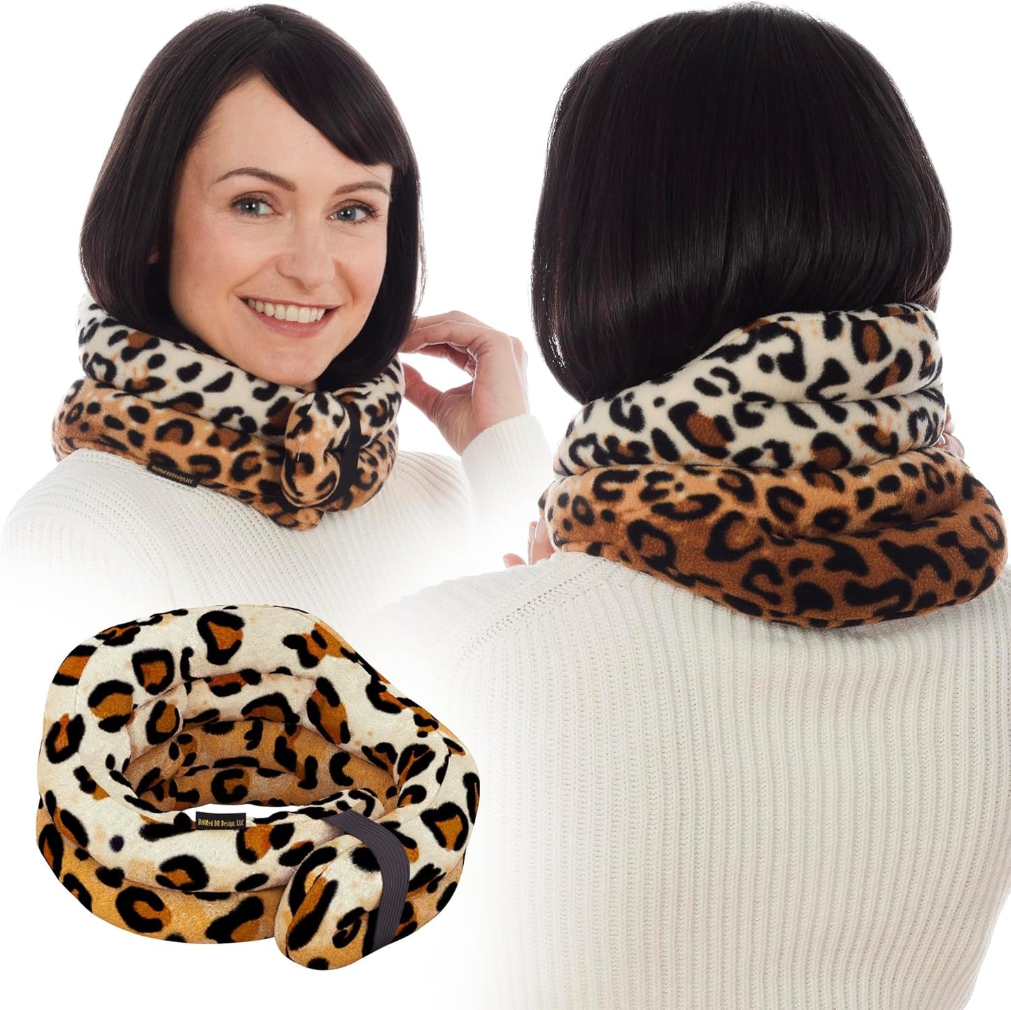 SunnyBay Microwave Heating Pad, Microwavable Heated Neck and Shoulder Wrap, Weighted Hands-Free Beanbag Pack with Wide Neck Coverage, 2.5 lbs, 26 Inches Long-Length, Made in USA, Leopard