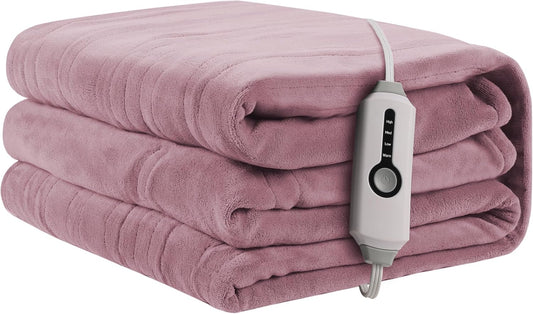 Electric Heated Blanket 72"x84" Full Size, Soft Coral Fleece with 4 Heating Levels and 10 Hours Auto-Off, Machine Washable, Cozy Plush Fabric for Home, Purple