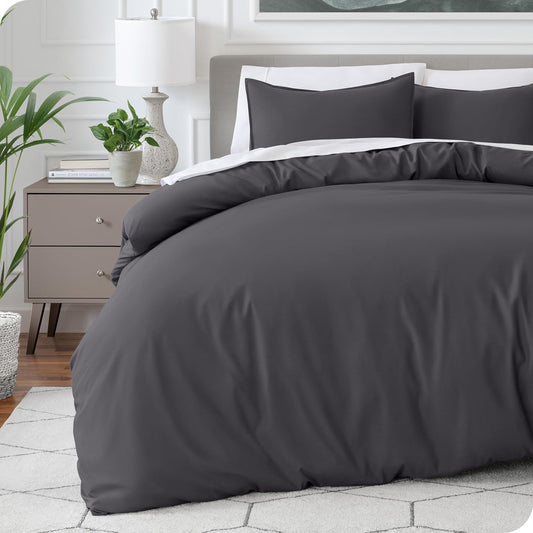 Bare Home Bedding Duvet Cover Queen Size - Premium 1800 Super Soft Collection - Lightweight, Cooling - Soft Breathable Bedding Duvet Cover (Queen, Forged Iron Grey)