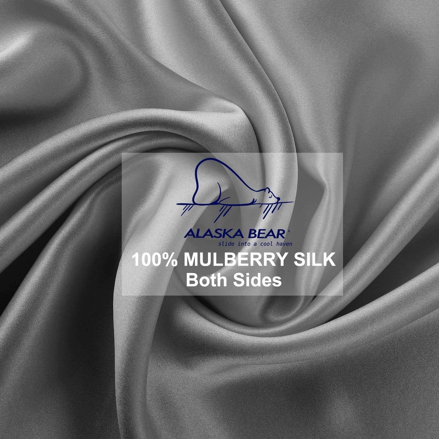 ALASKA BEAR Natural Silk Pillowcase, Hypoallergenic, 19 Momme, 600 Thread Count 100 Percent Mulberry Silk, King Size with Hidden Zipper (1pc, Iron Grey)