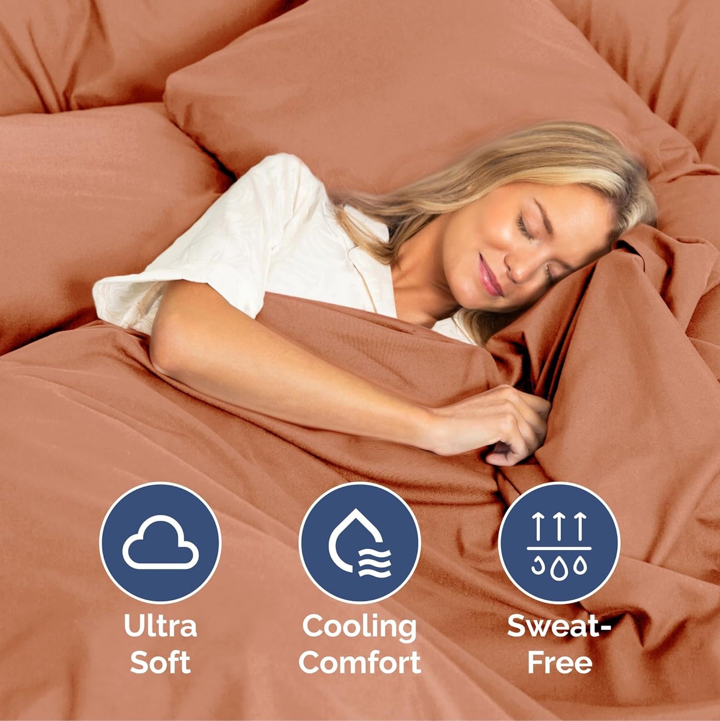 Cal King Size 4 Piece Sheet Set - Extra Soft, Breathable & Cooling - Hotel Luxury Durable Bed Sheets for Women & Men - Deep Pockets, Easy-Fit & Wrinkle-Free - Warm Peach Oeko-Tex