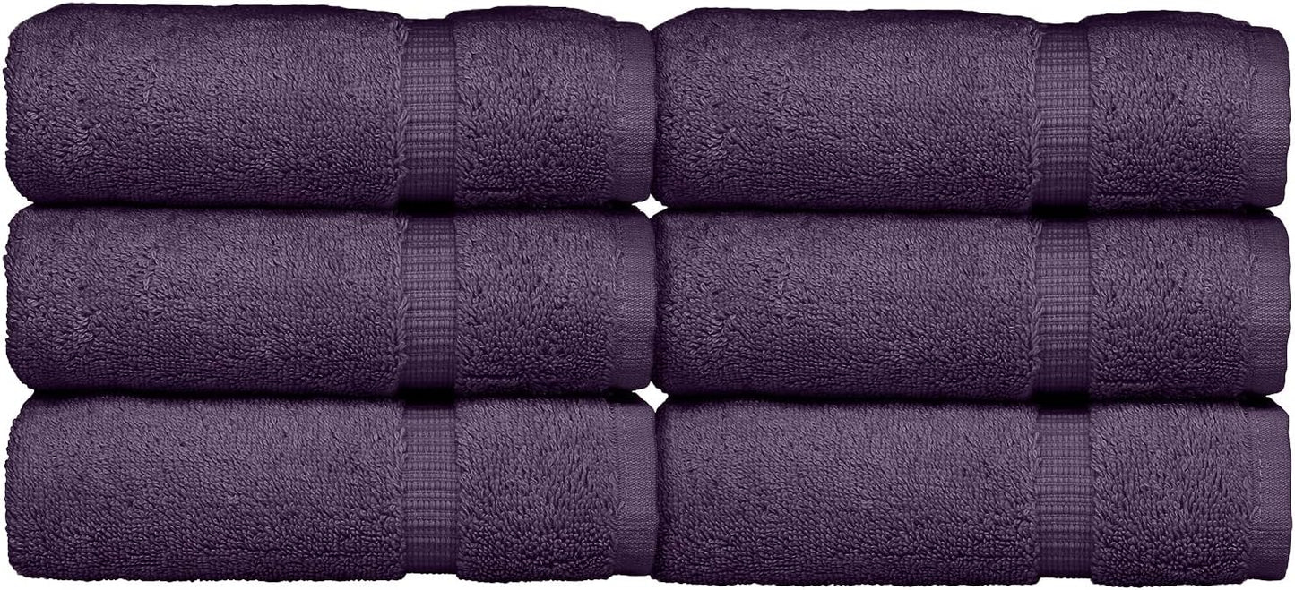 Luxury Hotel & Spa Collection, 100% Turkish Cotton 700 GSM Cloth, for Body wash, Makeup Remover & Facial Cleaning, Baby, face, Dobby Border Soft washcloths Towel Set 13" X 13", Plum, Set of 6