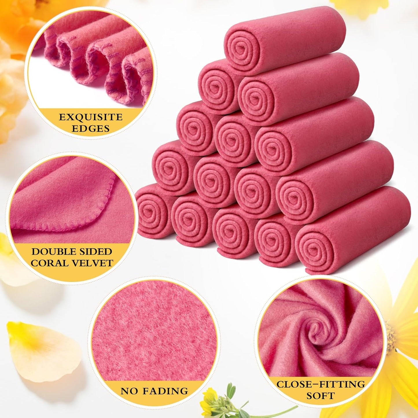 24 Packs Fleece Throw Blanket Soft Warm Lightweight Fleece Blanket Cozy Throw Bulk for Bed Couch Sofa Home Office Wedding Gifts Suitable for Seasons, 50 x 60 Inches(Peach Pink)